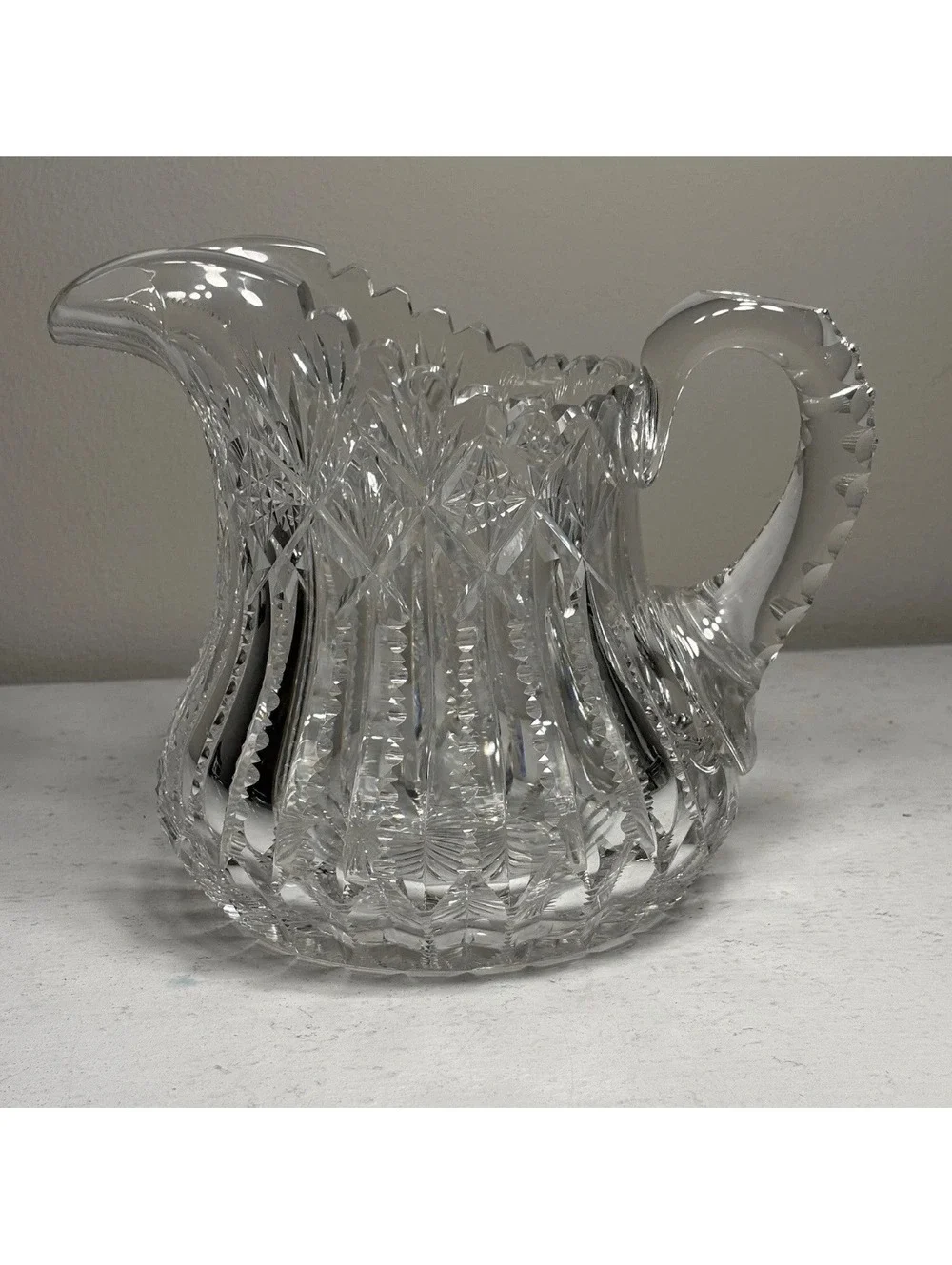 Antique Signed Libbey American Brilliant Cut Glass Pitcher & 4Tumblers